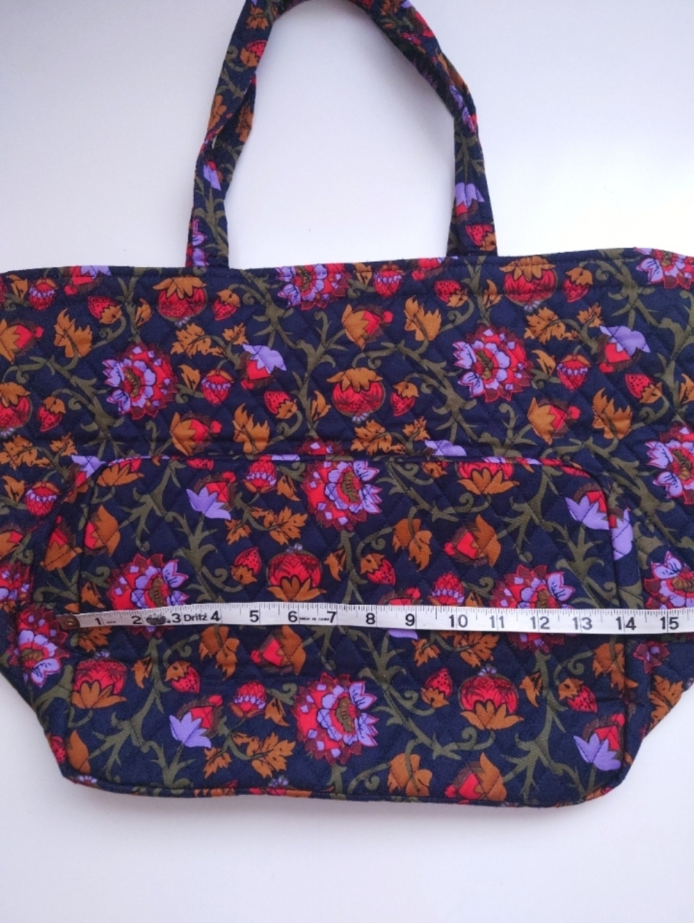 VERA BRADLEY Marston Grand Tote Bag Quilted Cotton Midnight Garden Vines - Picture 7 of 11